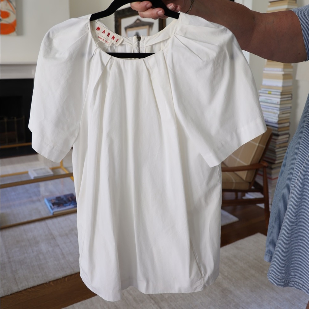 Marni white shirt with pockets and pleats